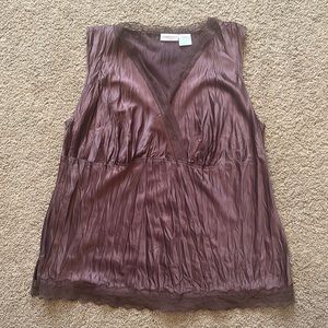 Worthington Brown Textured No Sleeve Shirt